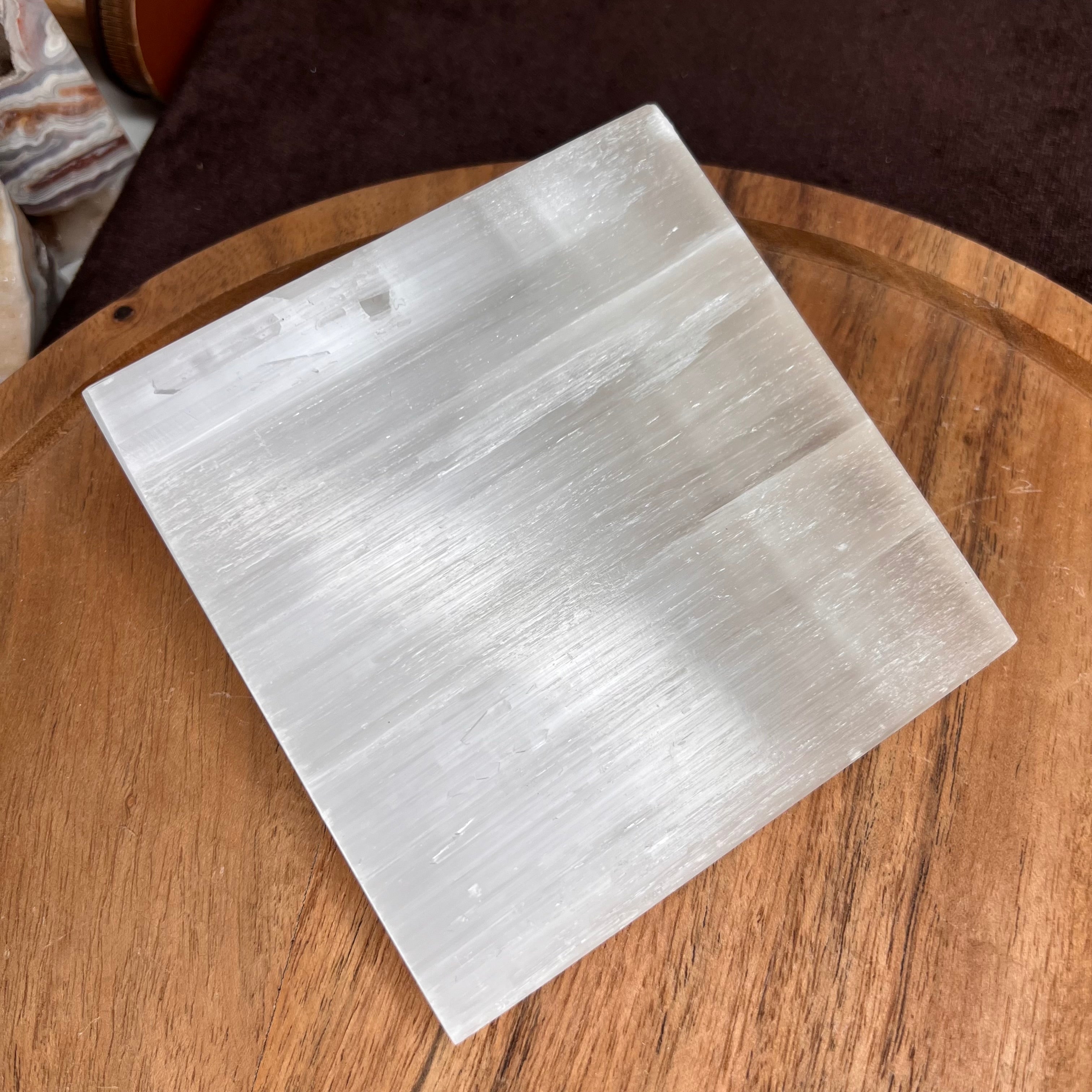 SELENITE SQUARE PLATE - 4-INCH