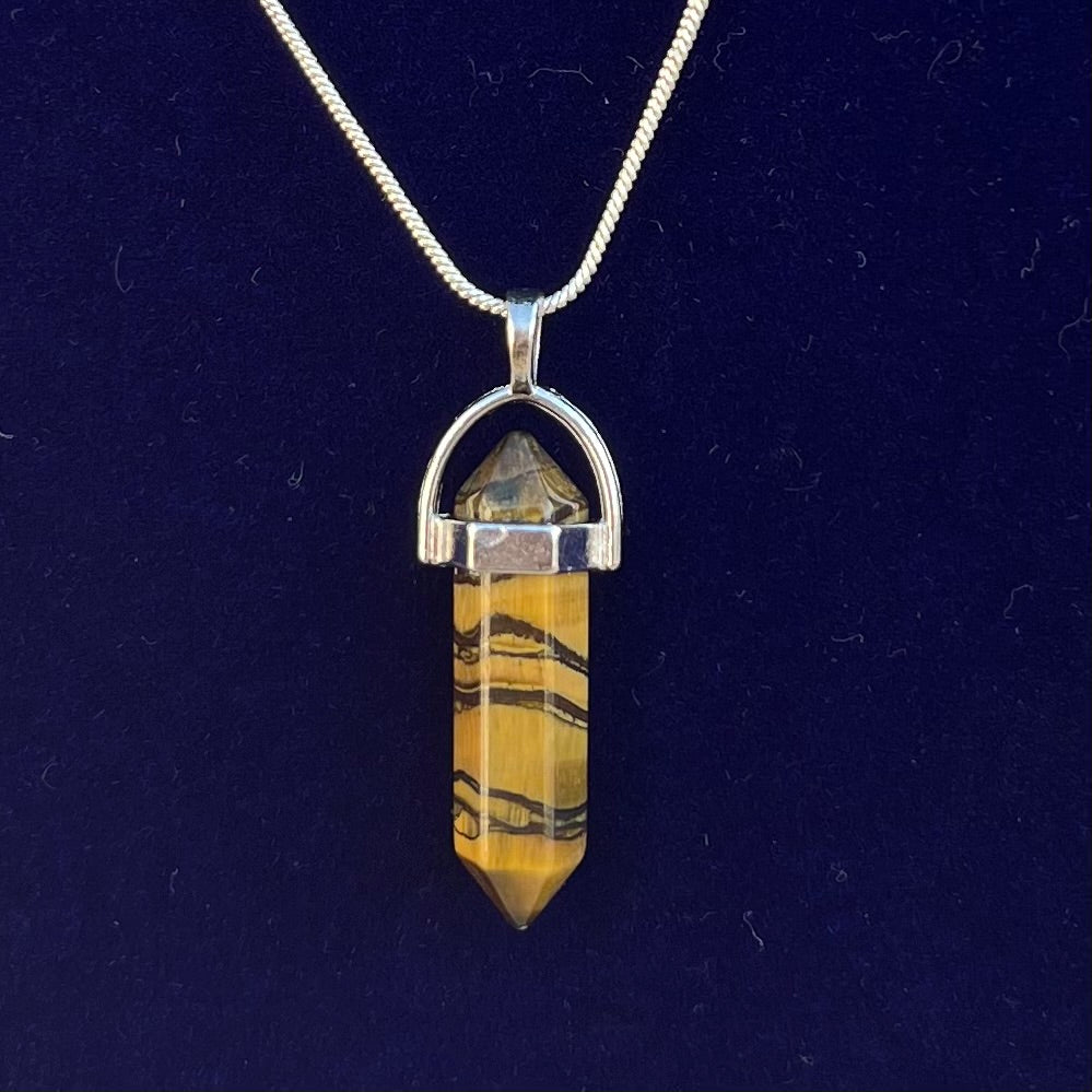 TIGER'S EYE: GERMAN SILVER PENDANT