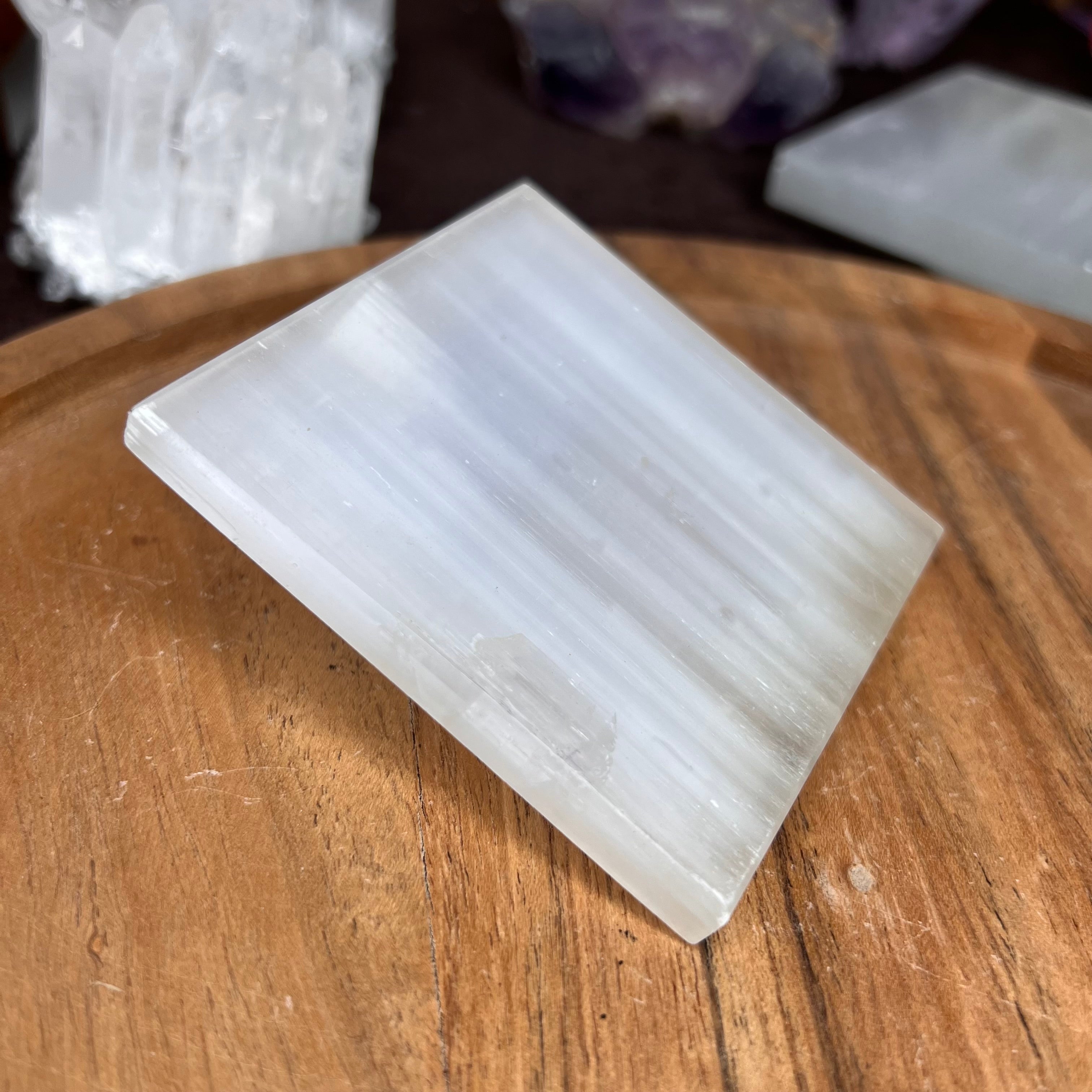 SELENITE SQUARE PLATE - 4-INCH