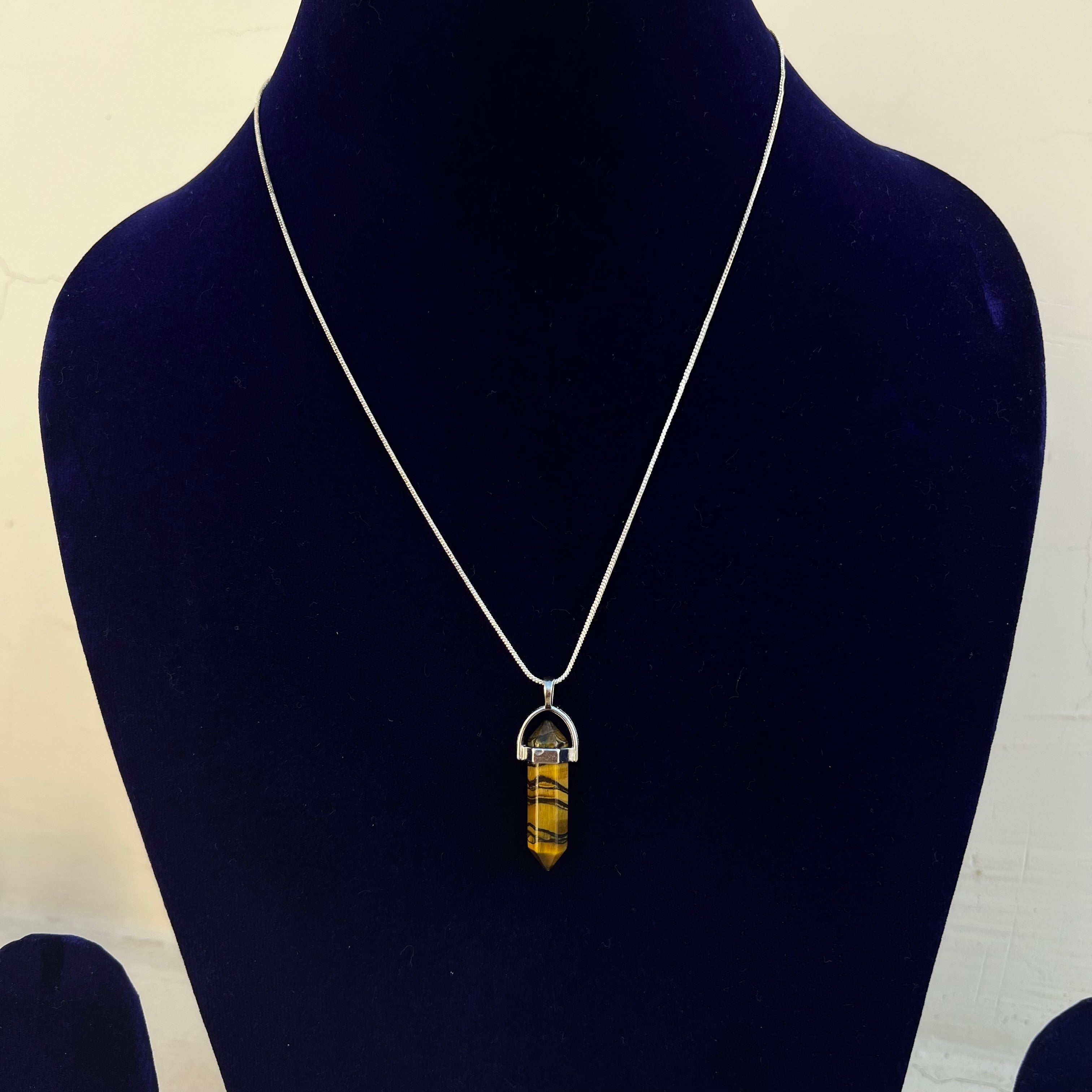 TIGER'S EYE: GERMAN SILVER PENDANT