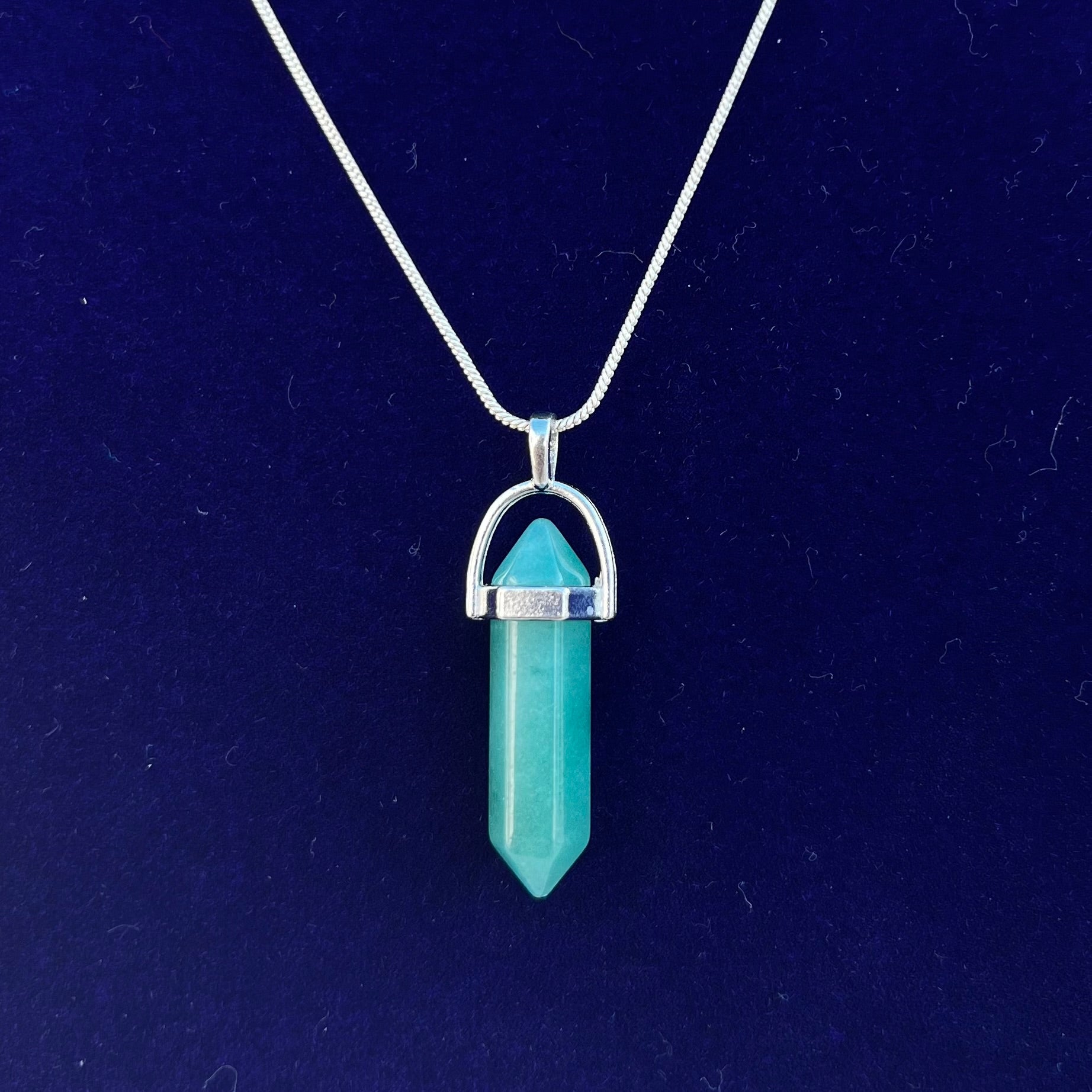 GREEN AVENTURINE: GERMAN SILVER PENDANT