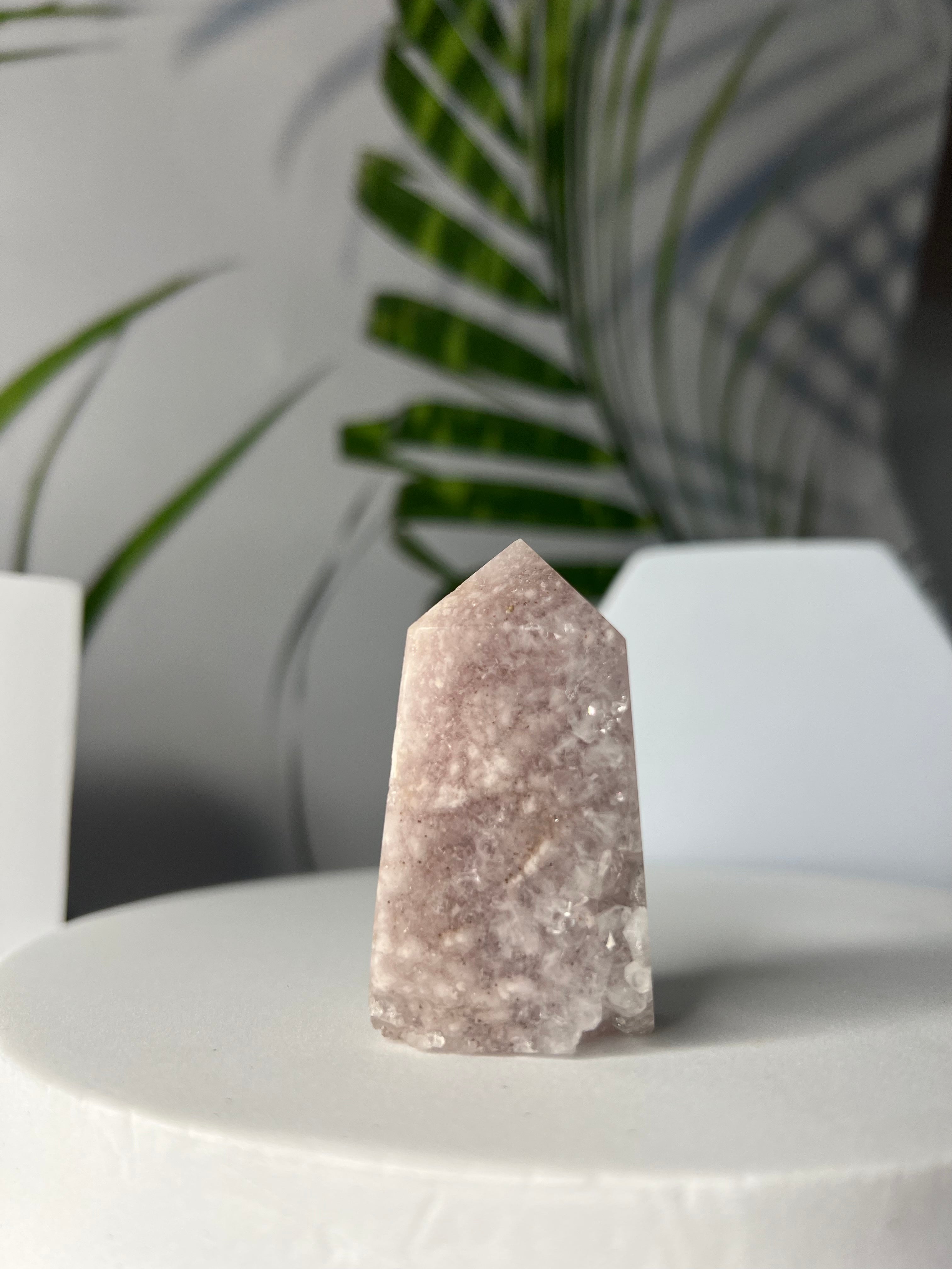 Druzy Pink Amethyst with Flower Agate Tower