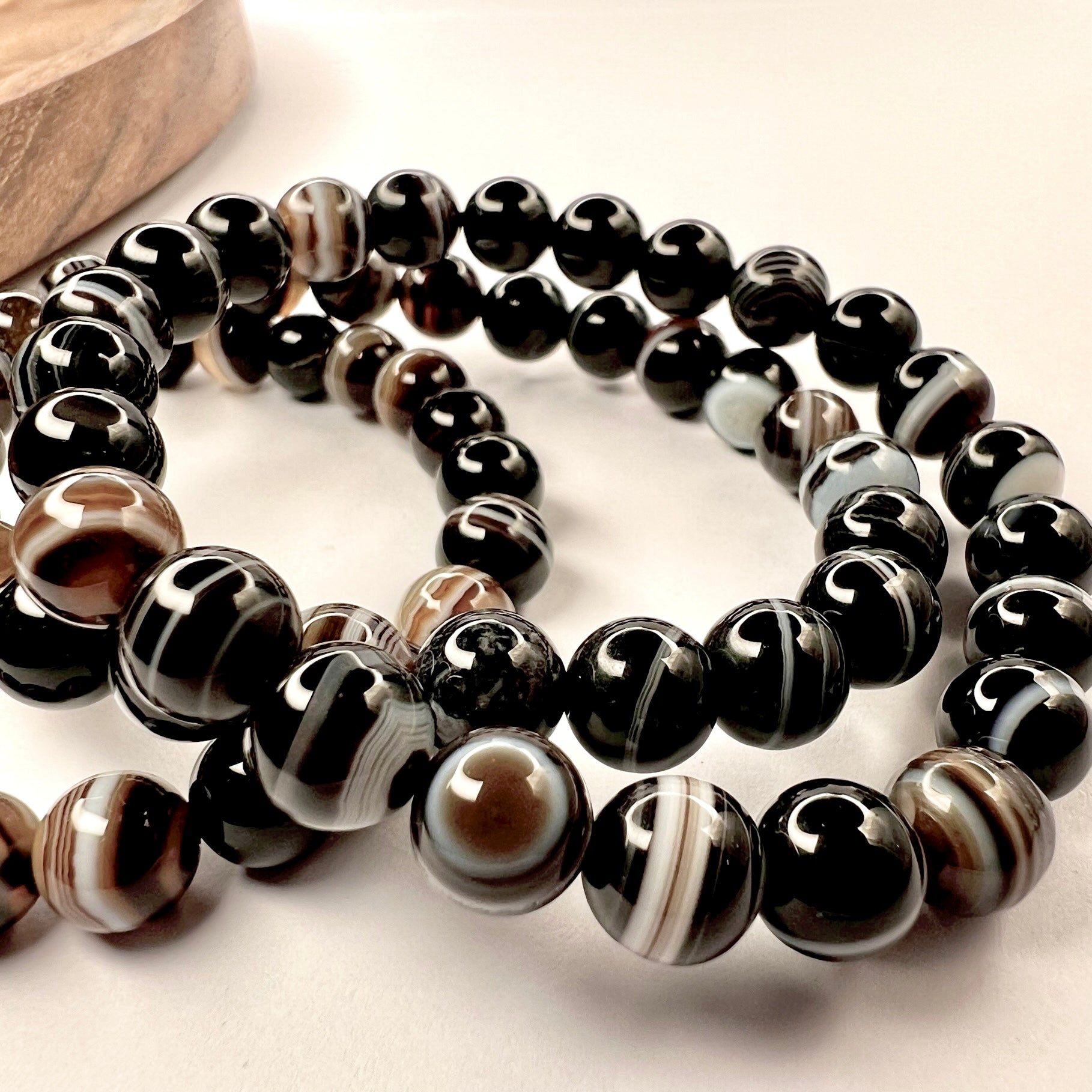 (10 MM)SULEMANI AKIK/ BLACK AGATE - EVIL EYE AND STRESS SOOTHER