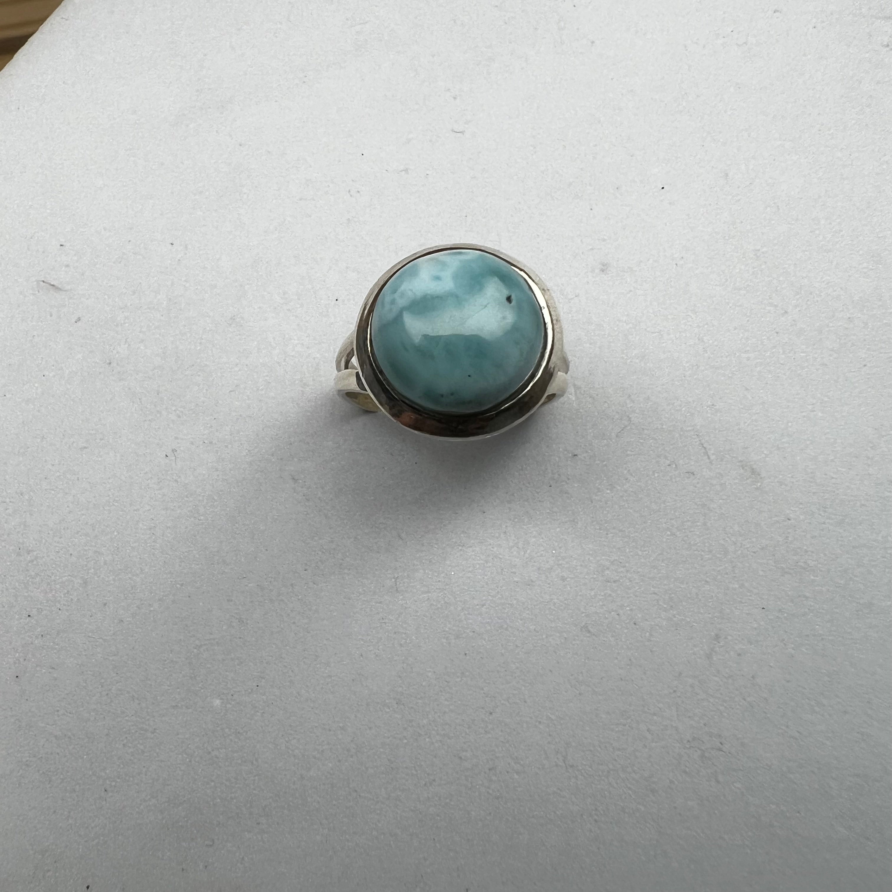 HANDCRAFTED LARIMAR RING IN SILVER 925 (SIZE 5)