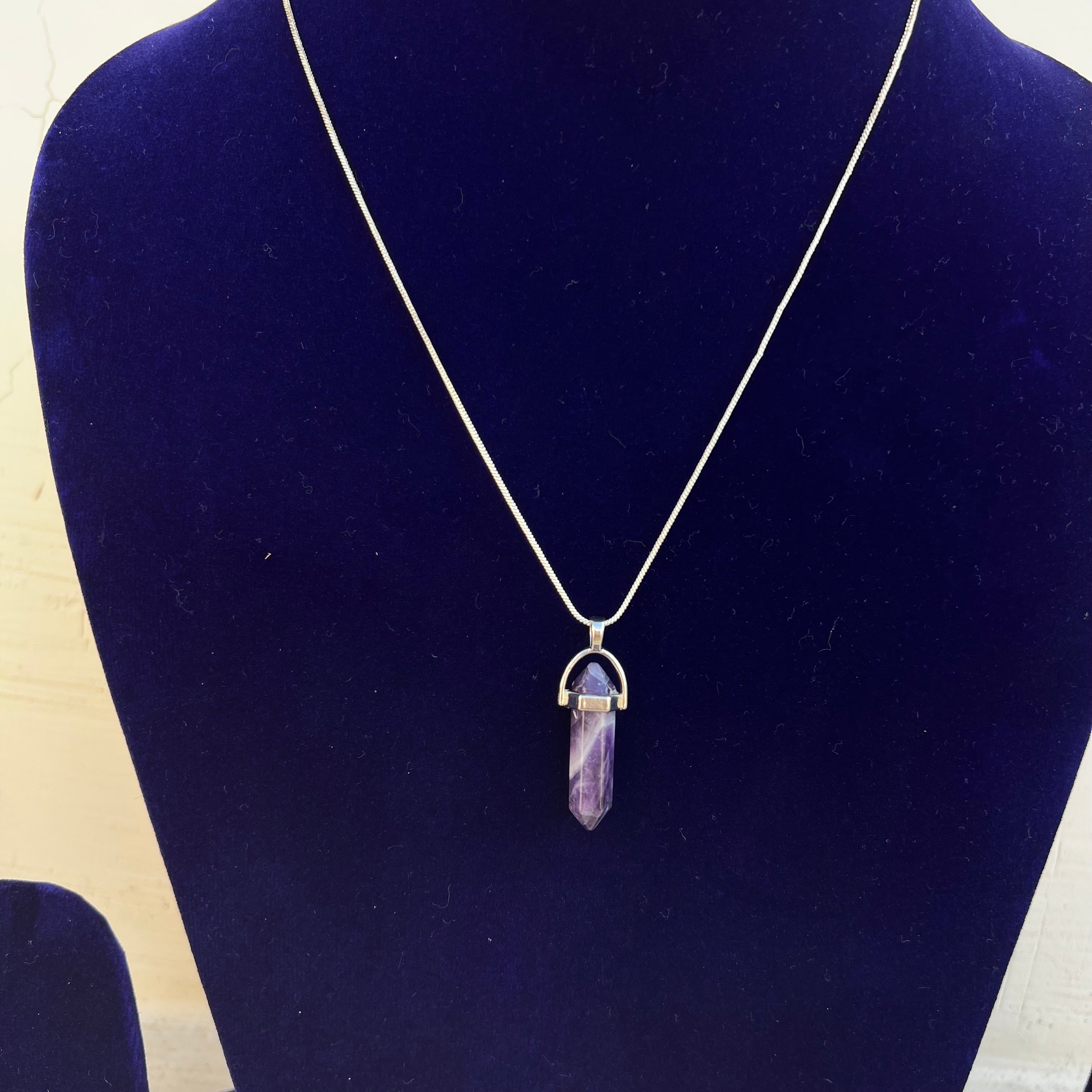 AMETHYST: GERMAN SILVER PENDANT