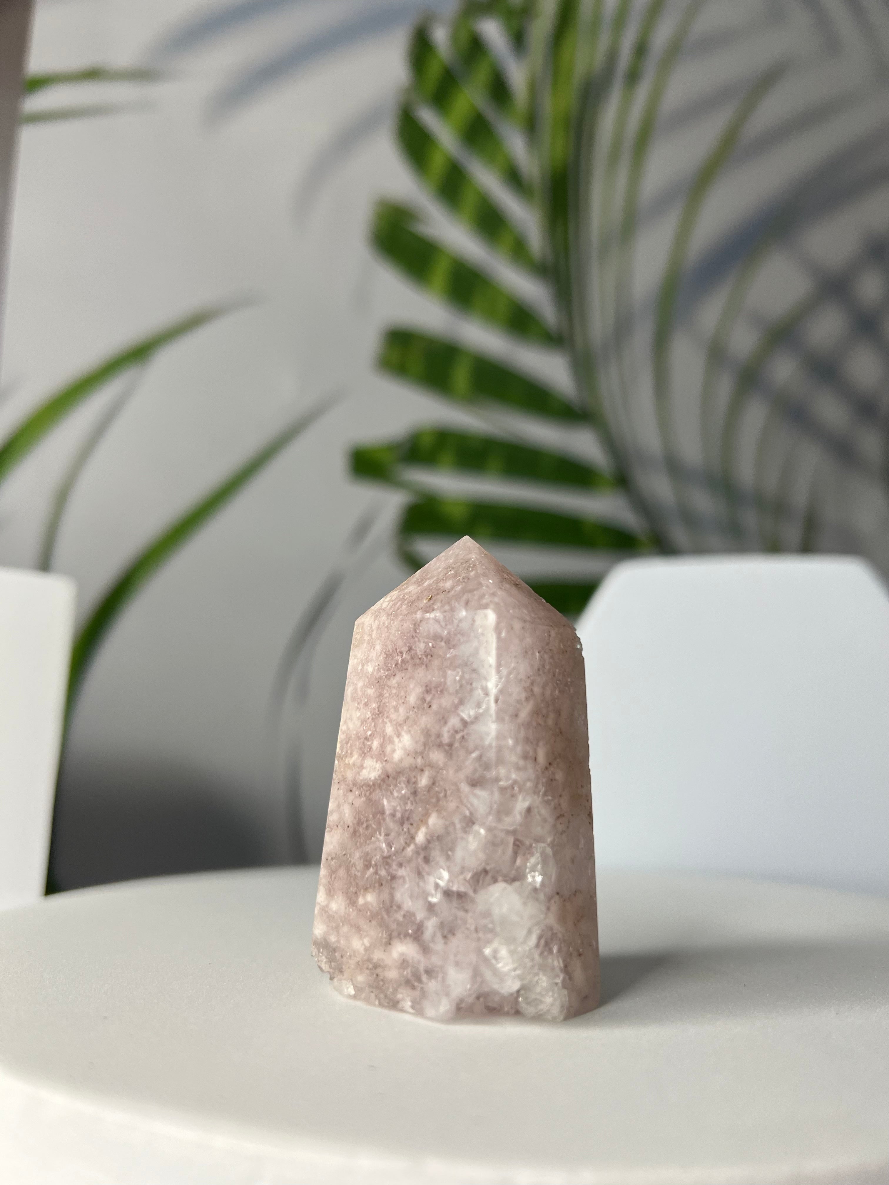 Druzy Pink Amethyst with Flower Agate Tower