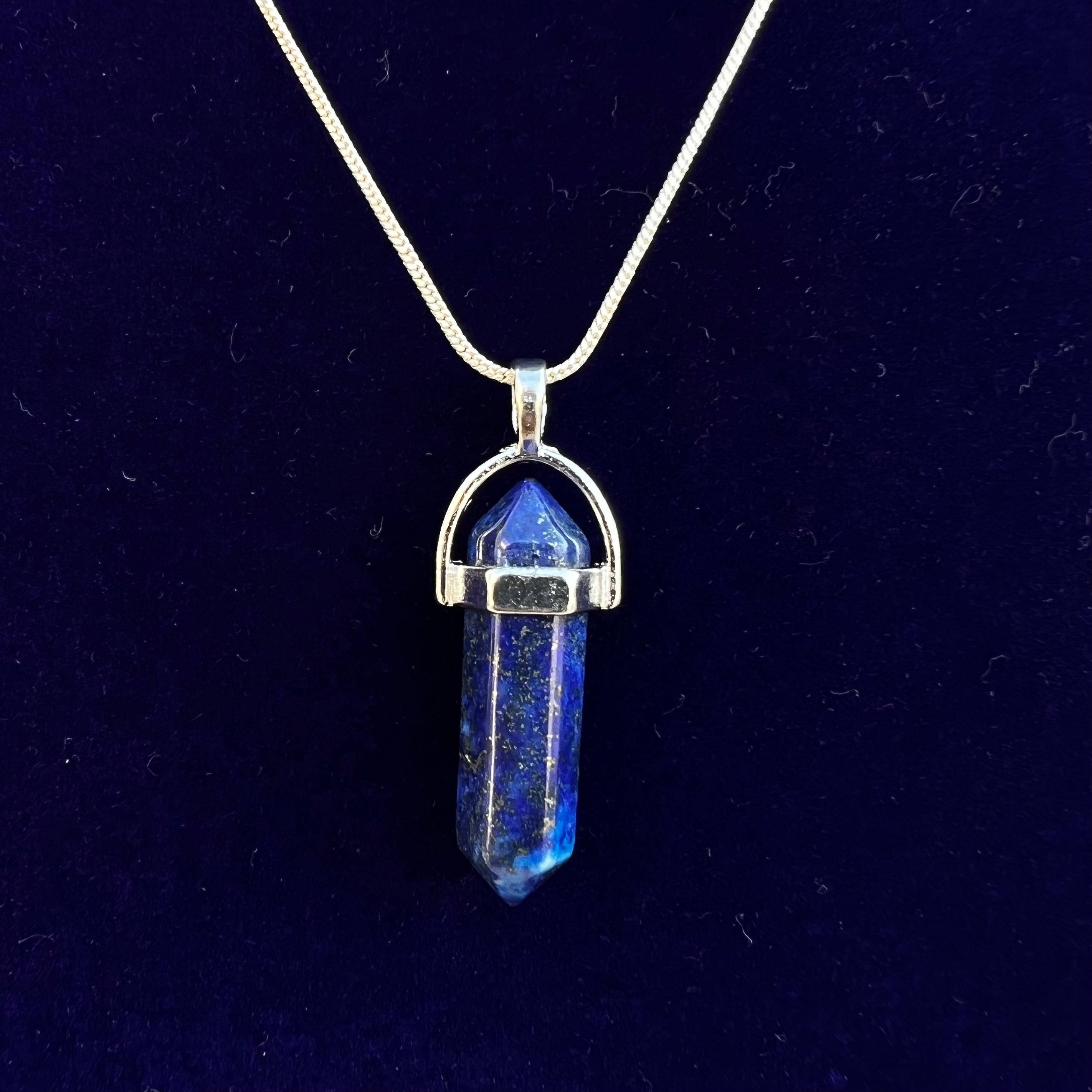 LAPIS LAZULI: GERMAN SILVER PENDANT