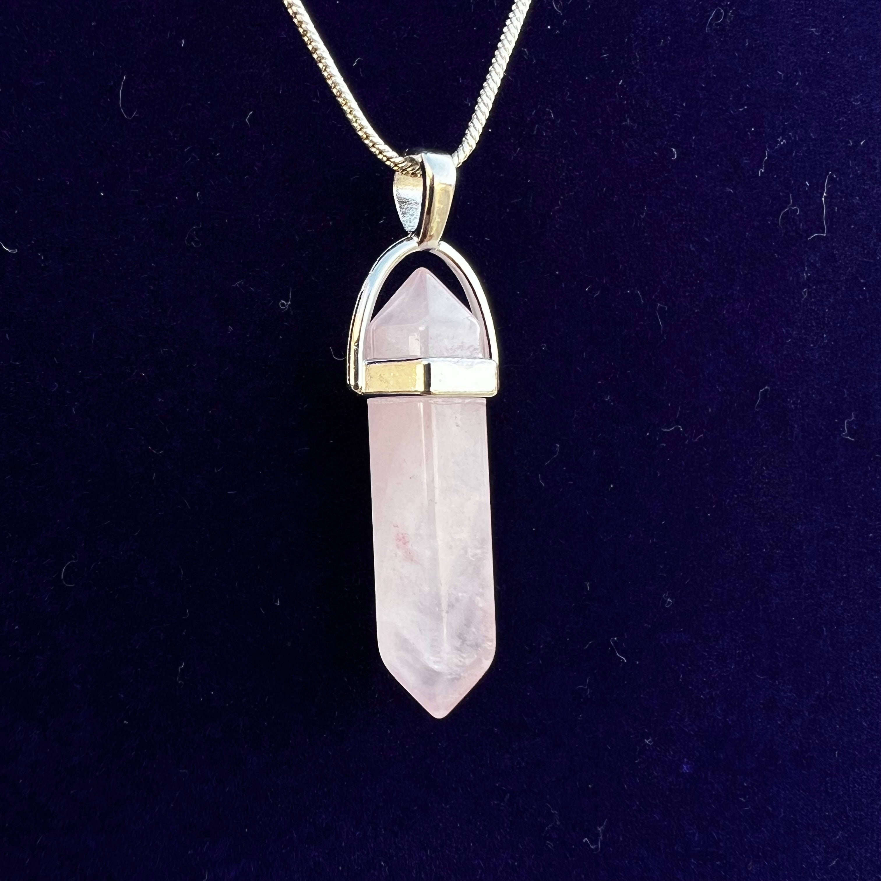 ROSE QUARTZ: GERMAN SILVER PENDANT
