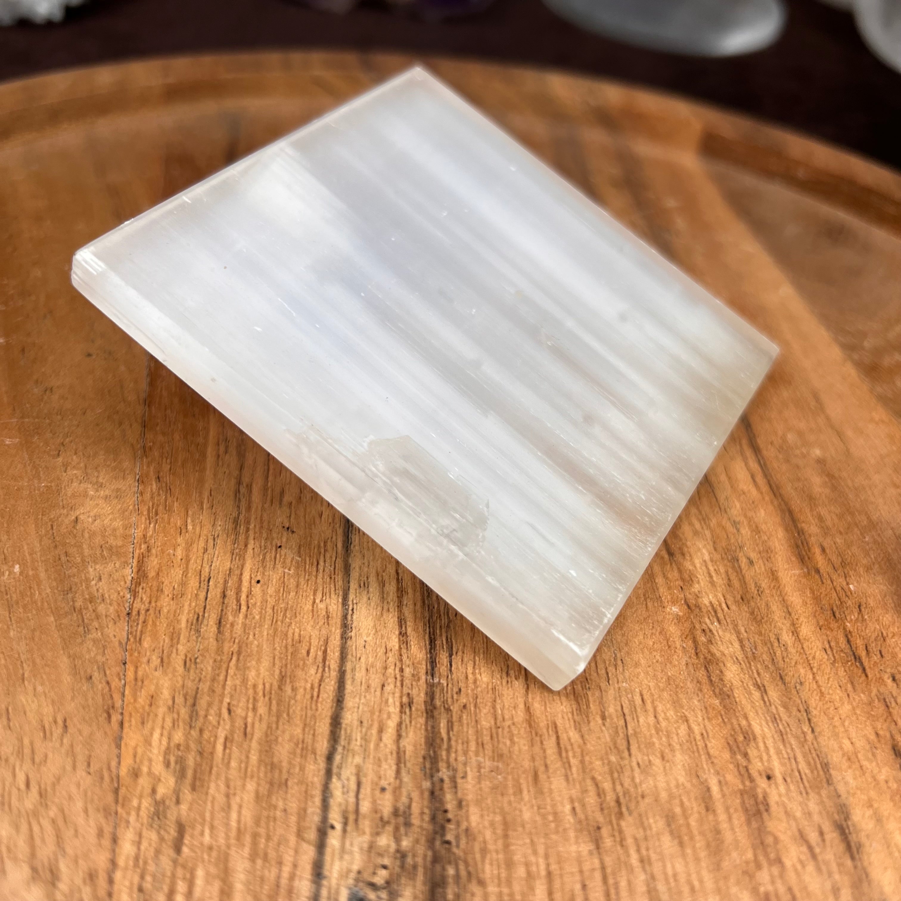 SELENITE SQUARE PLATE - 3-INCH