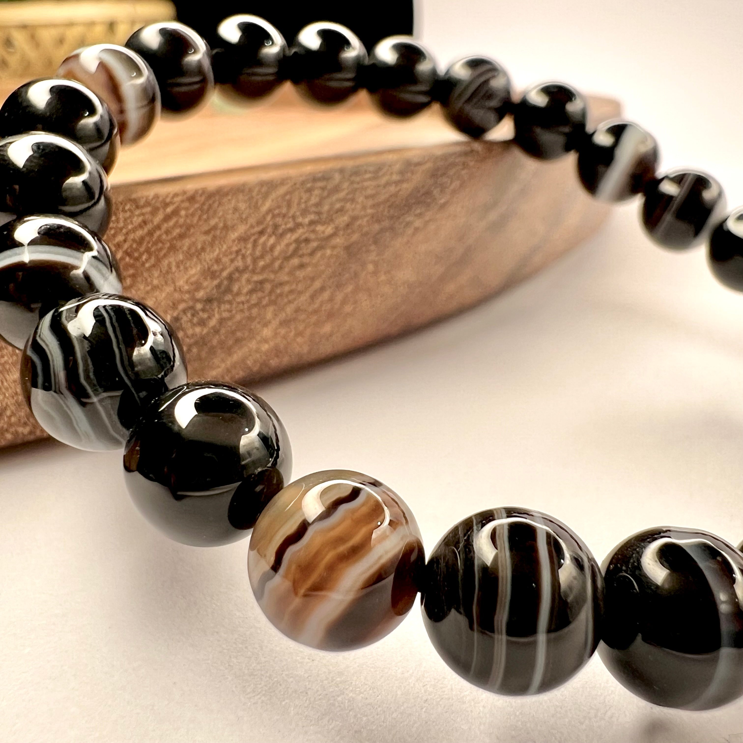 (10 MM)SULEMANI AKIK/ BLACK AGATE - EVIL EYE AND STRESS SOOTHER