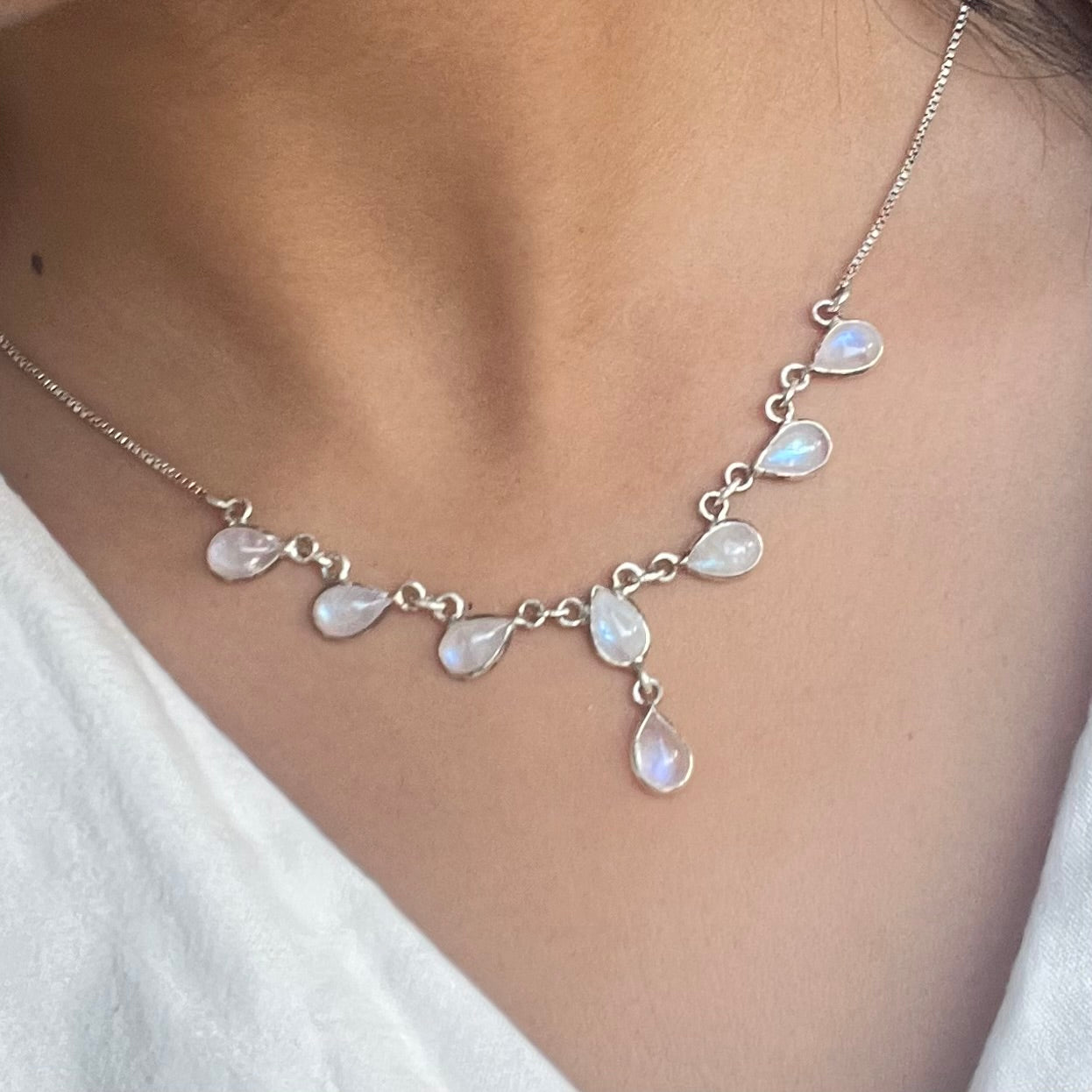 CHANDRA ASHTAKARA NECKLACE - MOONSTONE TEARDROP JEWEL (SILVER 925)