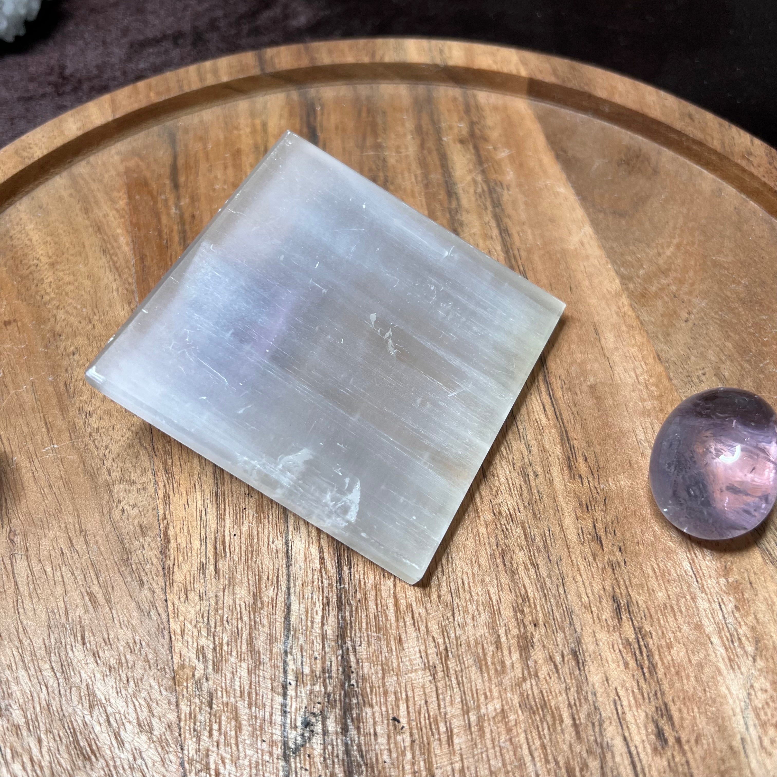 SELENITE SQUARE PLATE - 3-INCH