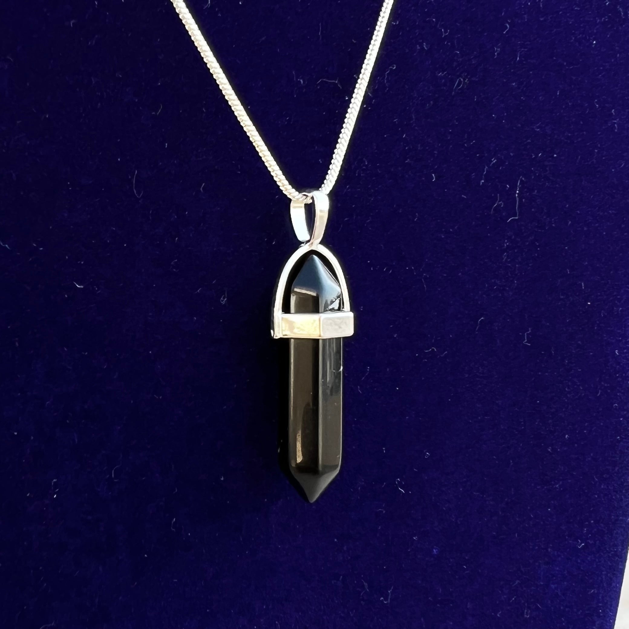 BLACK OBSIDIAN: GERMAN SILVER PENDANT