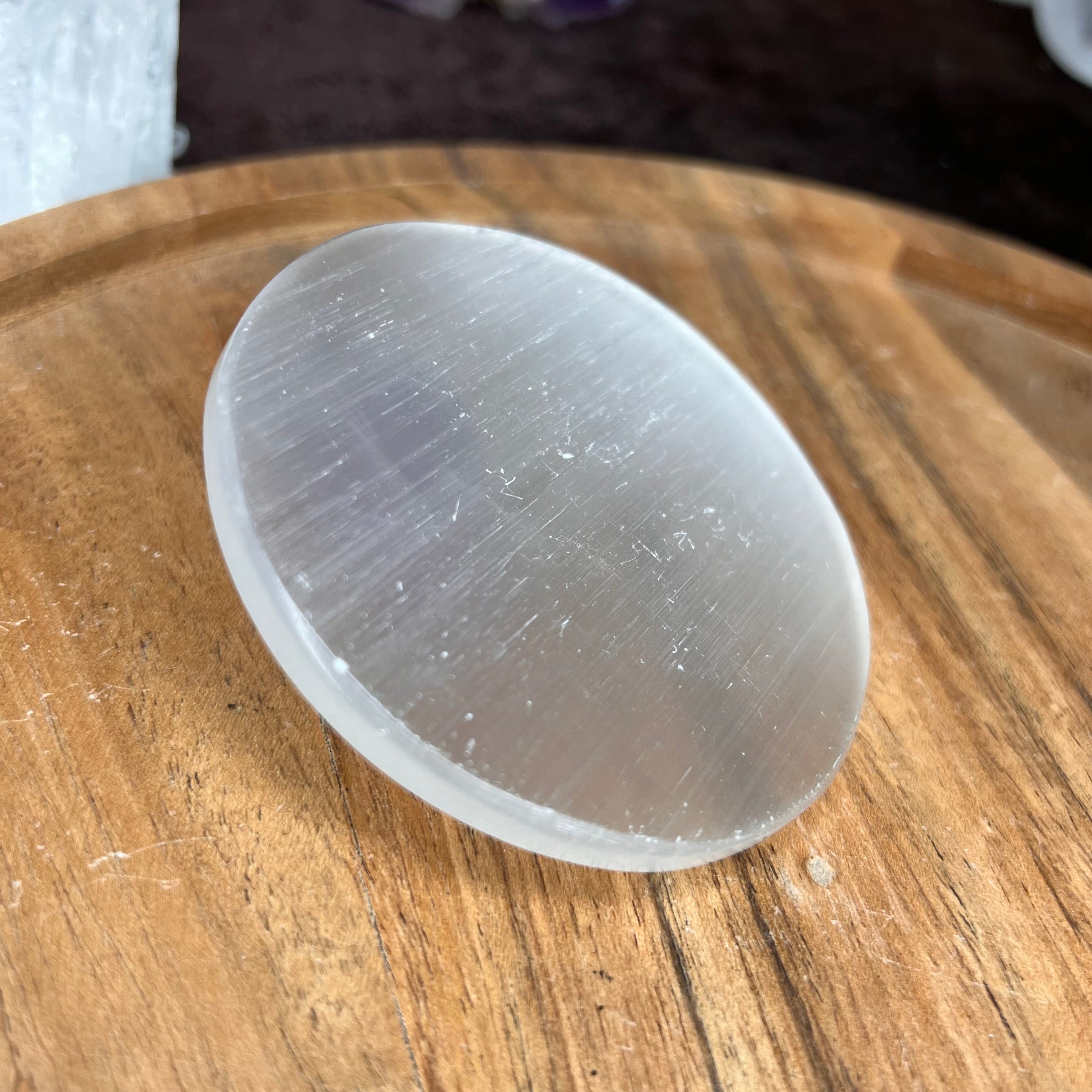 SELENITE CIRCULAR PLATE - 3 INCH DIAMETER