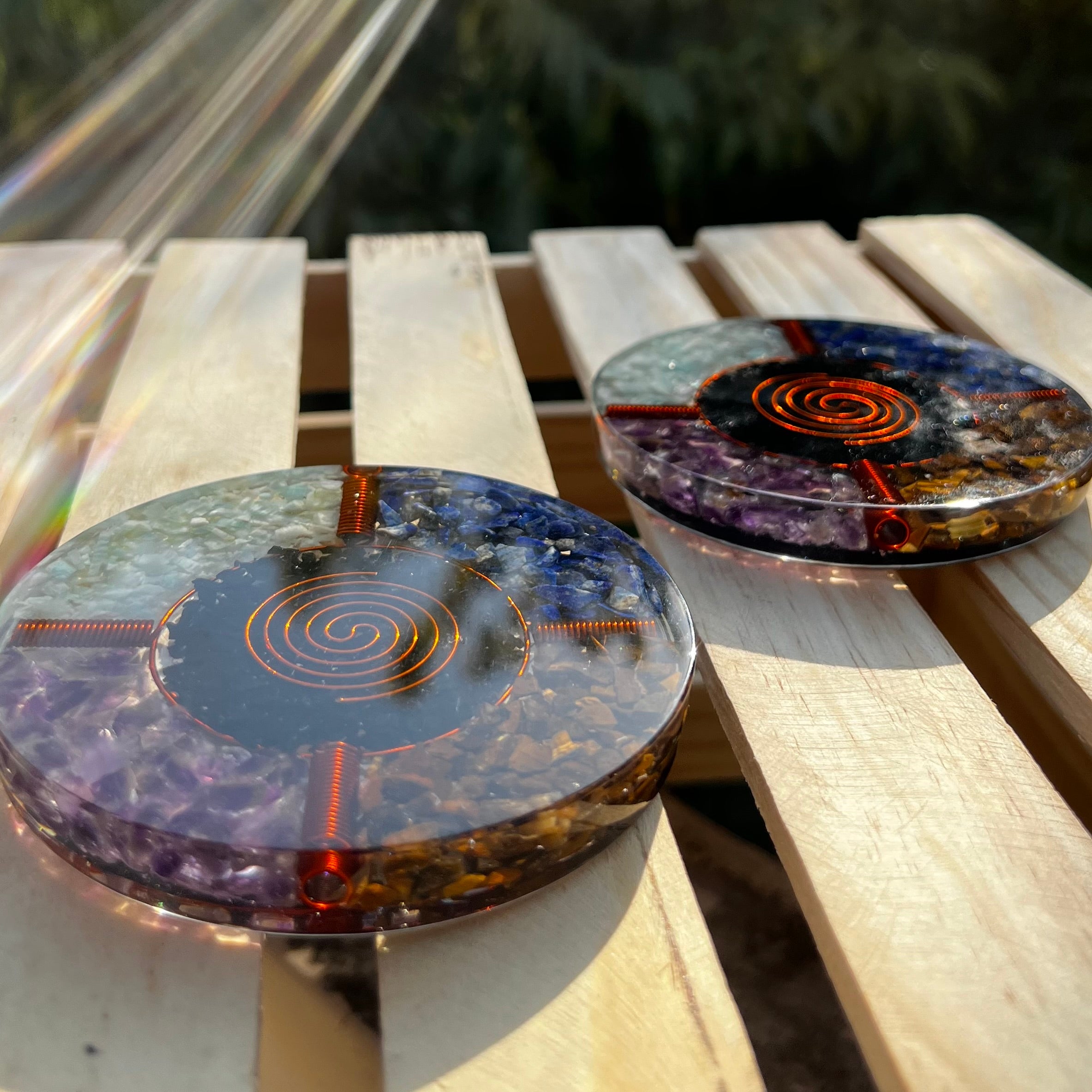 CRYSTAL RESIN COASTER: EMF SHIELD WITH COPPER WIRE (PACK OF 2)