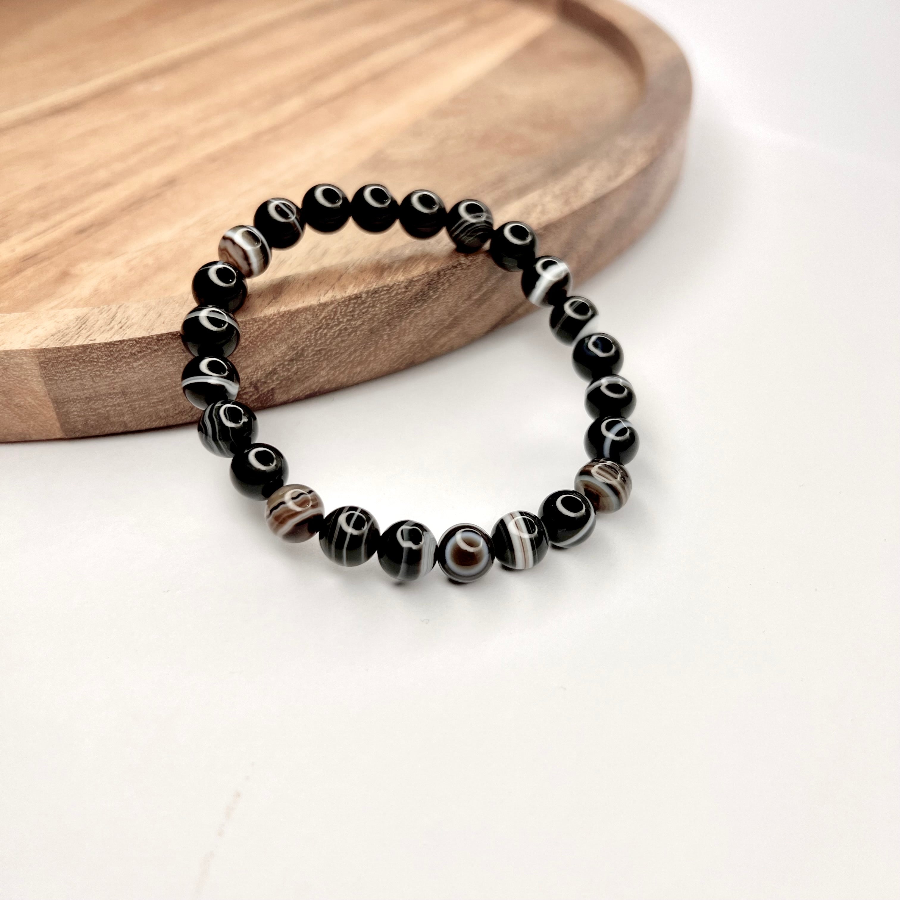 (10 MM)SULEMANI AKIK/ BLACK AGATE - EVIL EYE AND STRESS SOOTHER