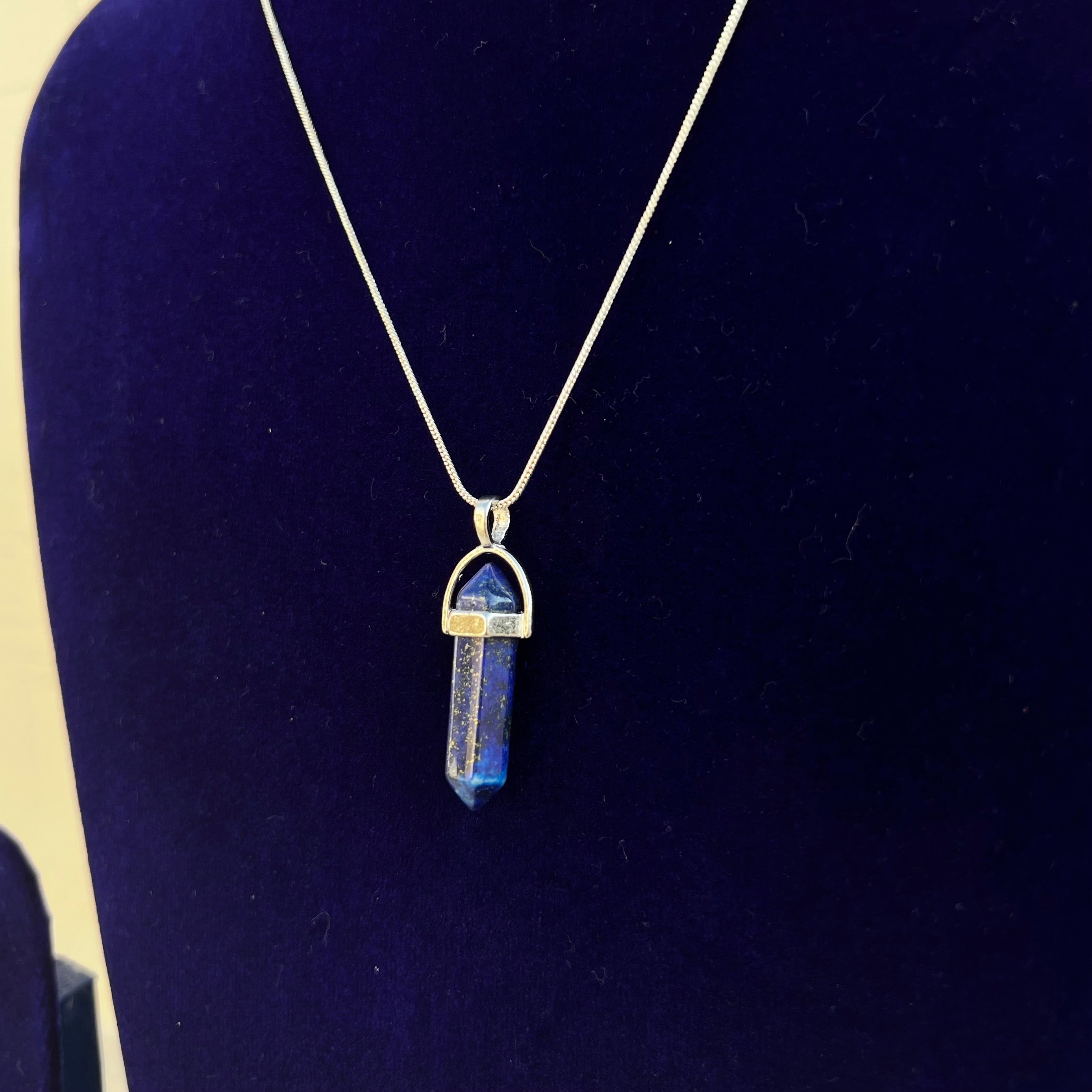 LAPIS LAZULI: GERMAN SILVER PENDANT