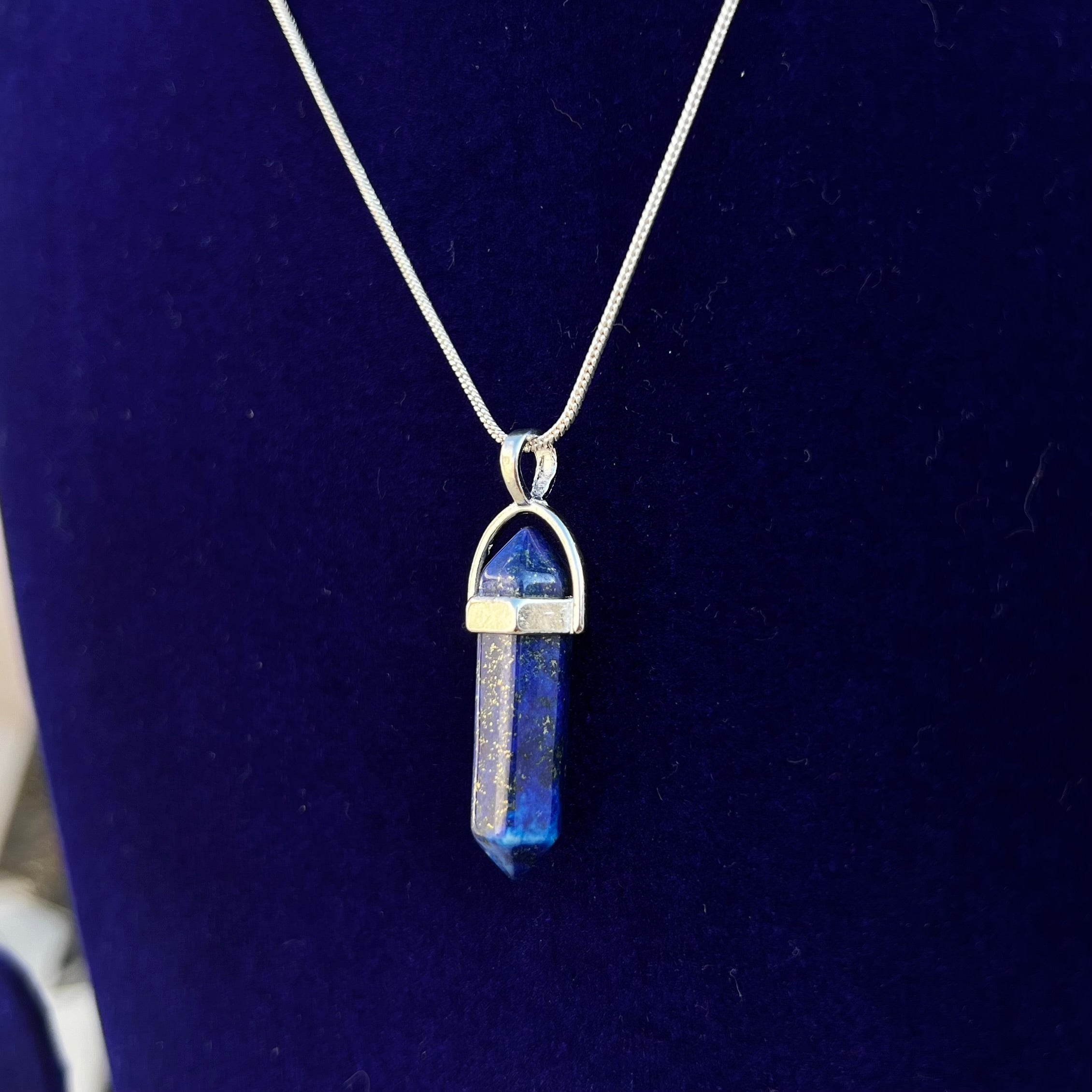 LAPIS LAZULI: GERMAN SILVER PENDANT