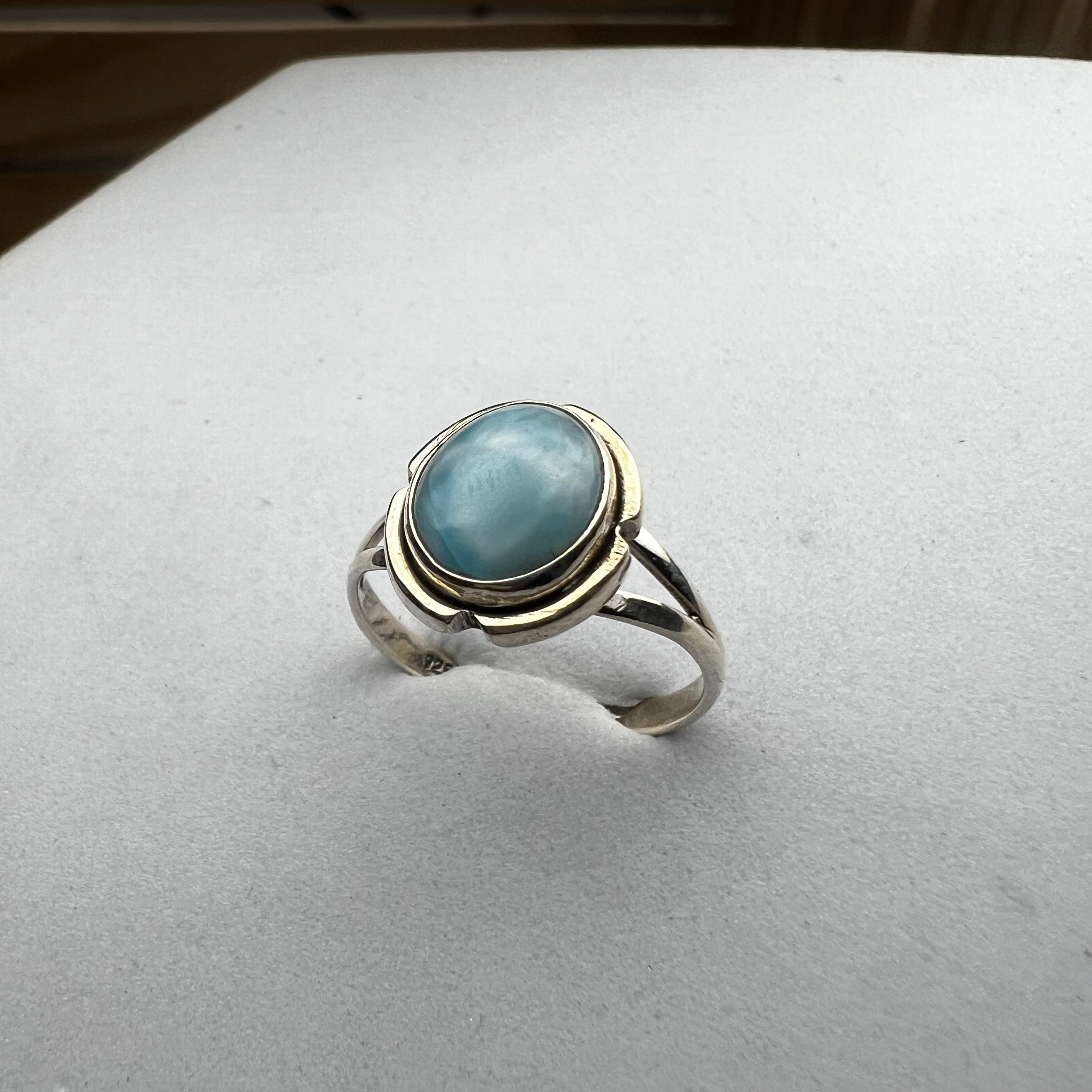 HANDCRAFTED LARIMAR RING IN
SILVER 925 (SIZE 8)