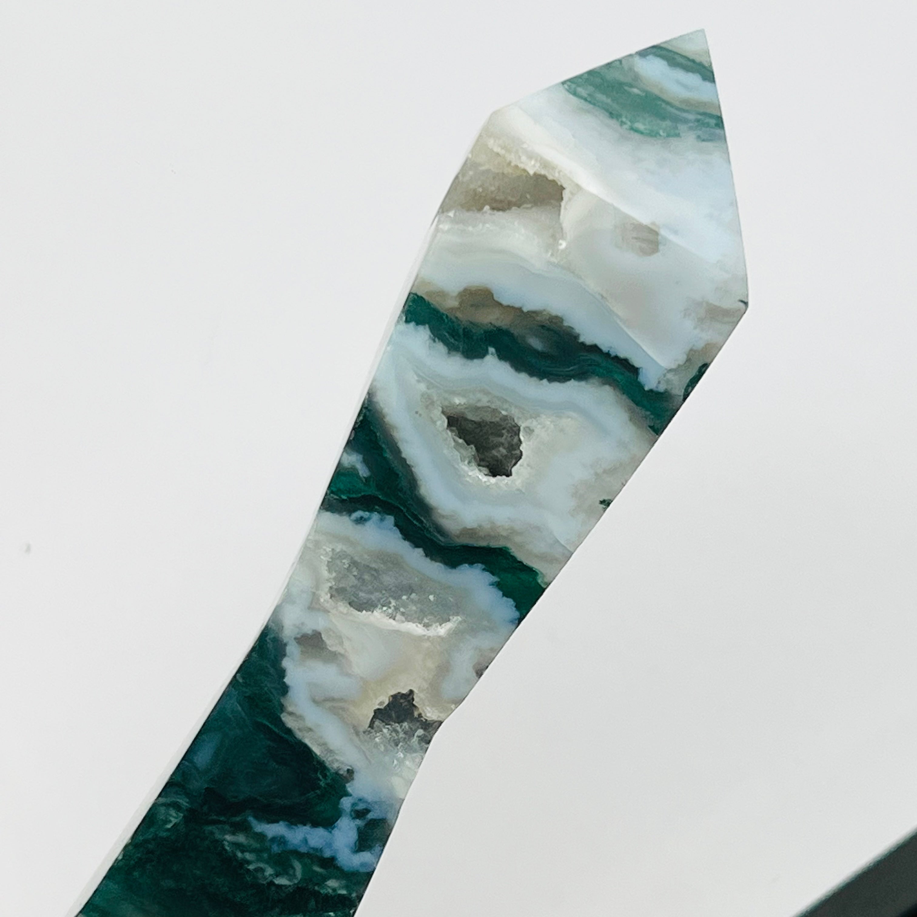 Blue Moss Agate Towers with Druzy.