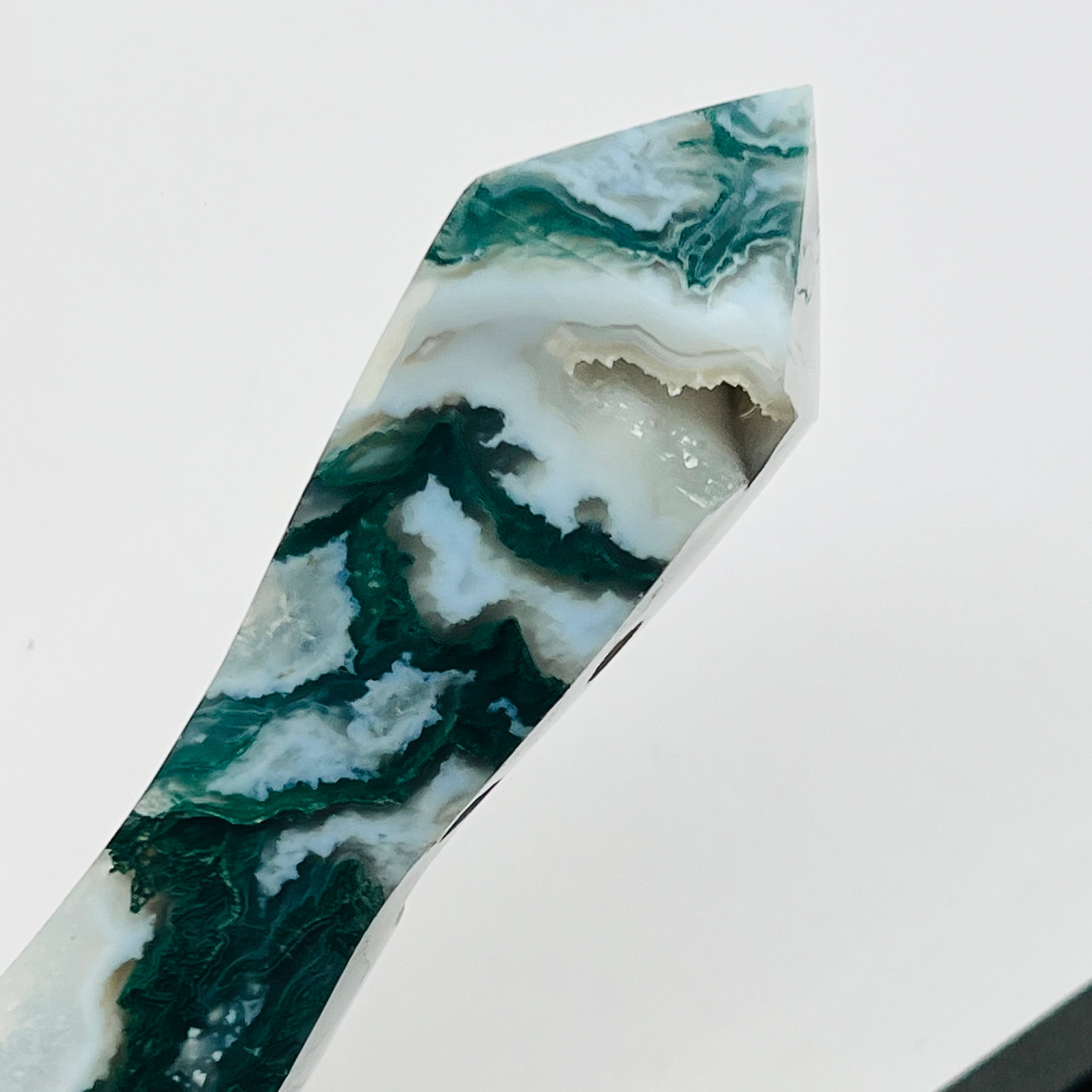 Blue Moss Agate Towers with Druzy.