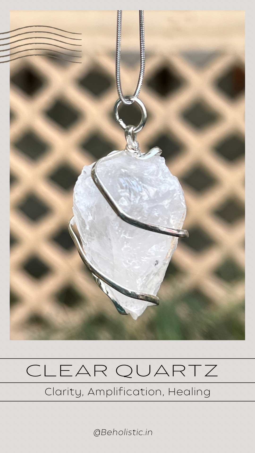 Clear Quartz Raw Wired Pendant