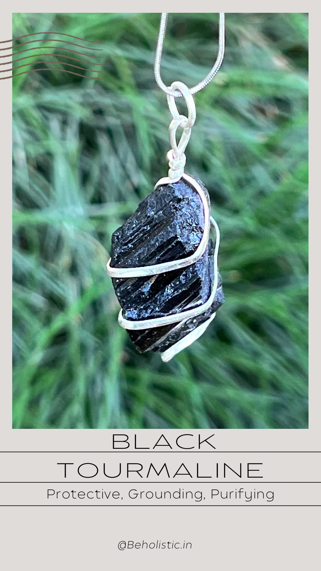 Black Tourmaline Raw Wired Pendant