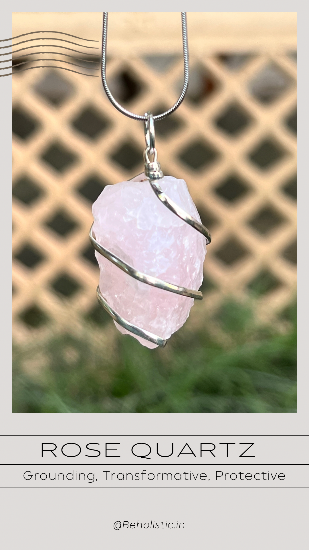 Rose Quartz Raw Wired Pendant
