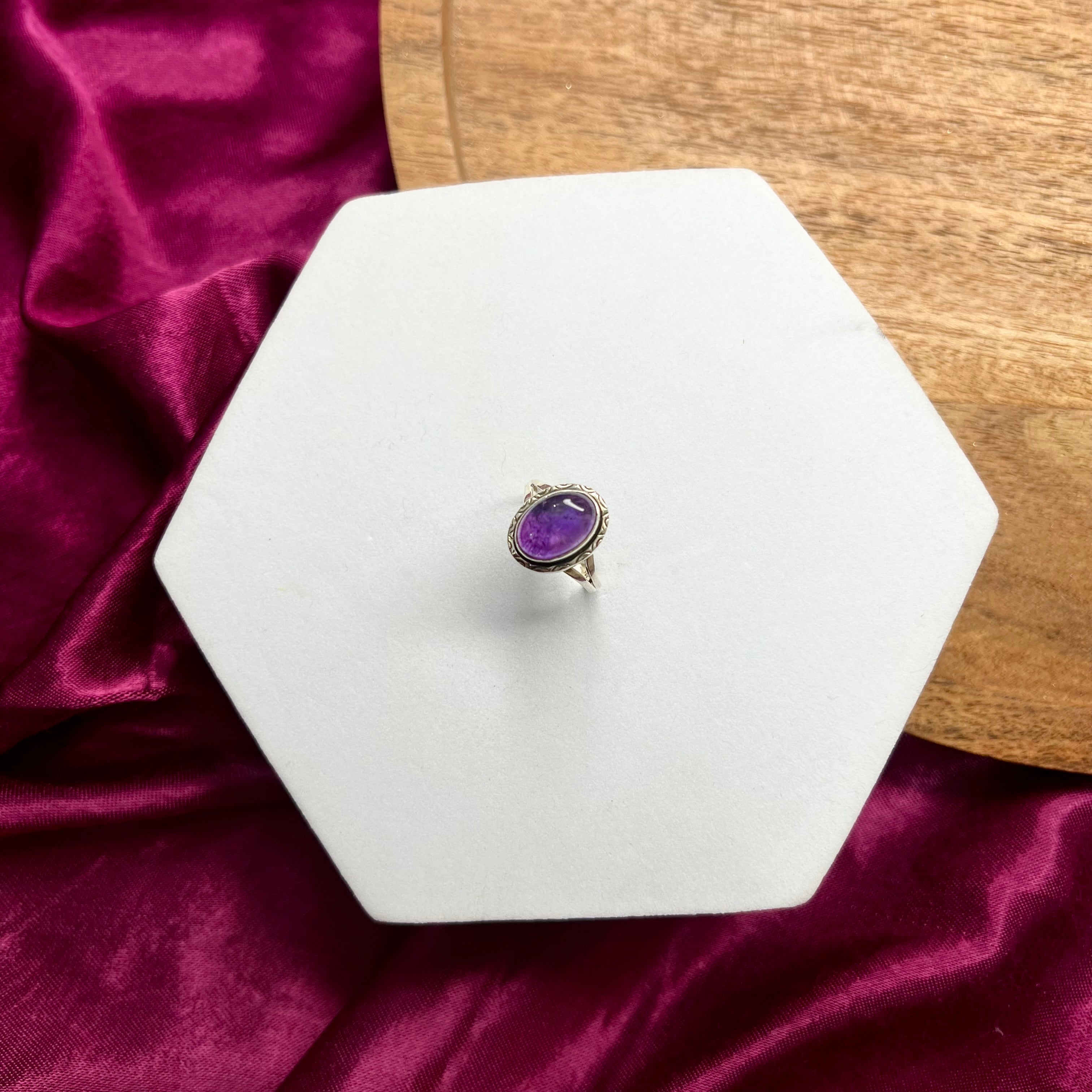 HANDCRAFTED AMETHYST RING-SILVER 925