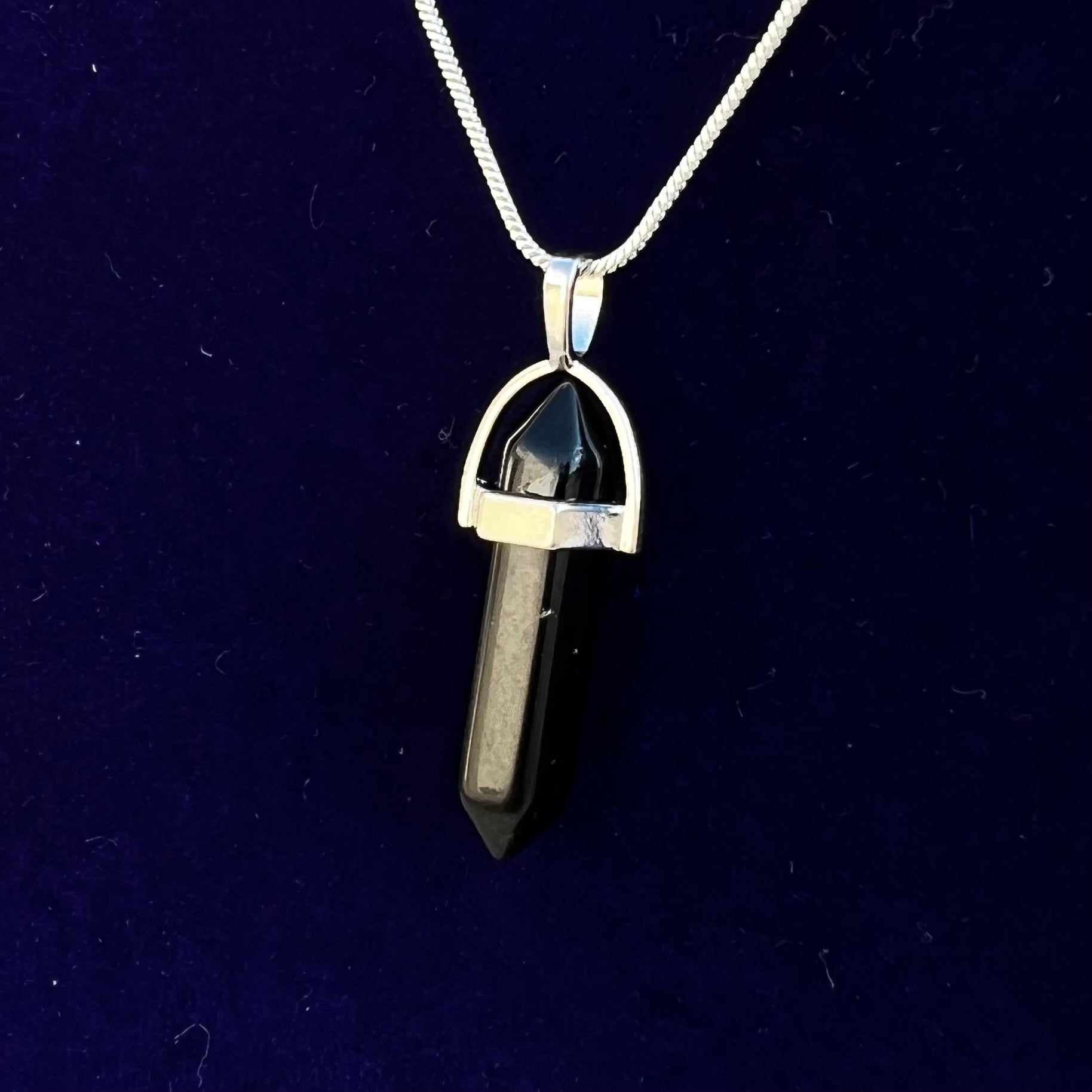 BLACK OBSIDIAN: GERMAN SILVER PENDANT