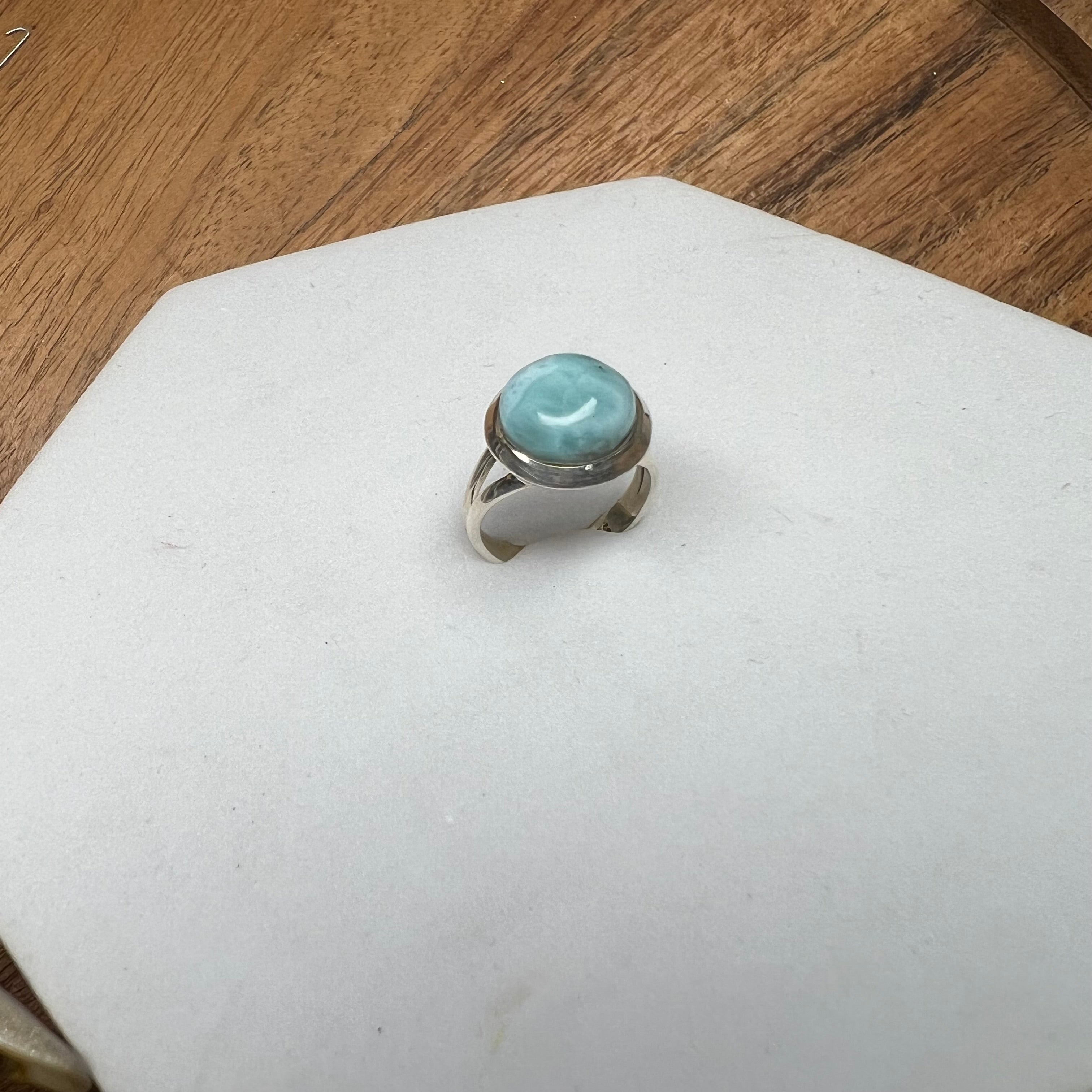 HANDCRAFTED LARIMAR RING IN SILVER 925 (SIZE 5)
