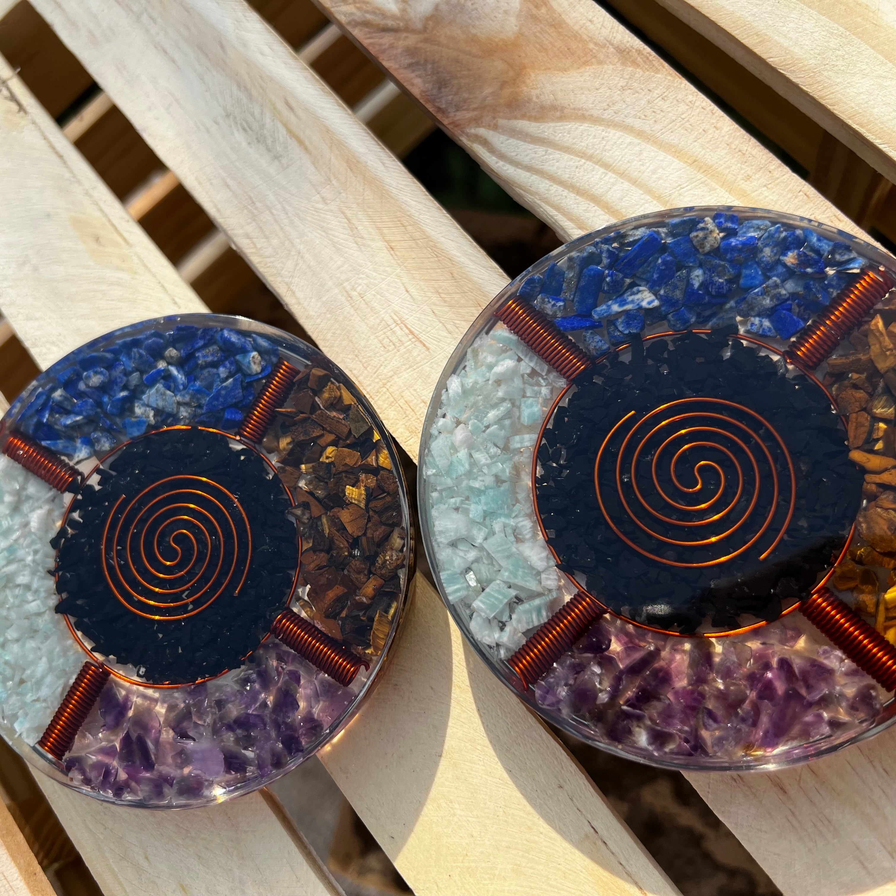 CRYSTAL RESIN COASTER: EMF SHIELD WITH COPPER WIRE (PACK OF 2)