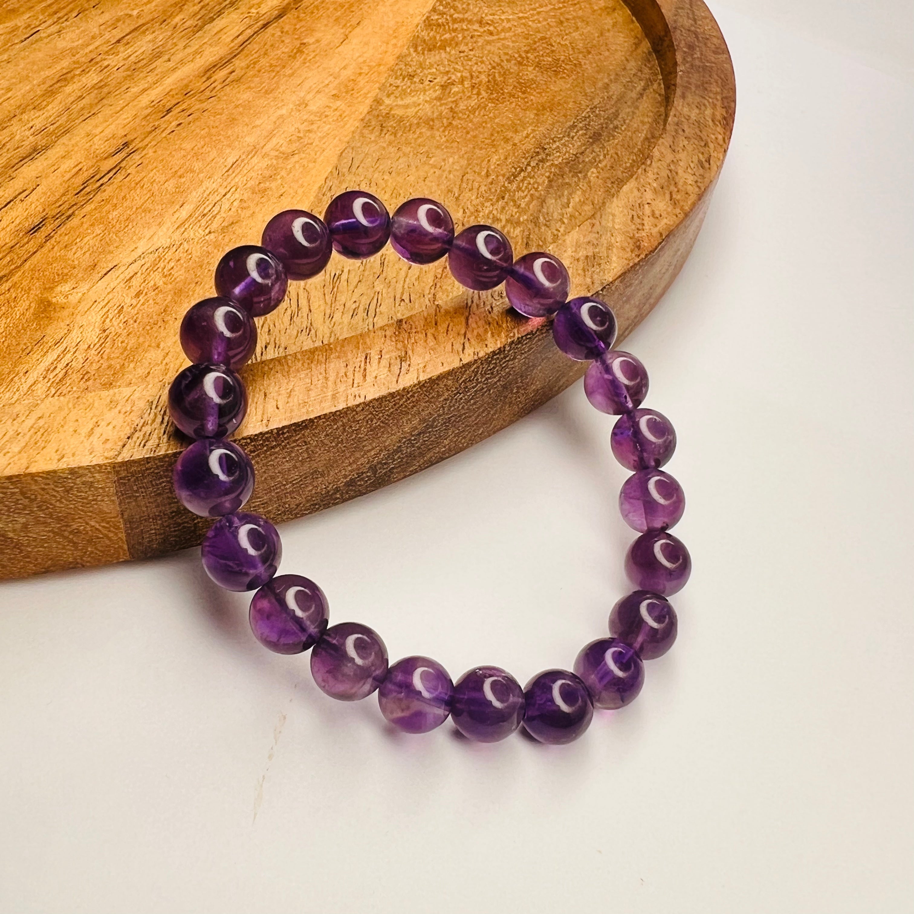 Purple Amethyst Bracelet (Natural), For Reiki Healing And Fashion, Size:  8mm Beads at Rs 325/piece in Vadodara