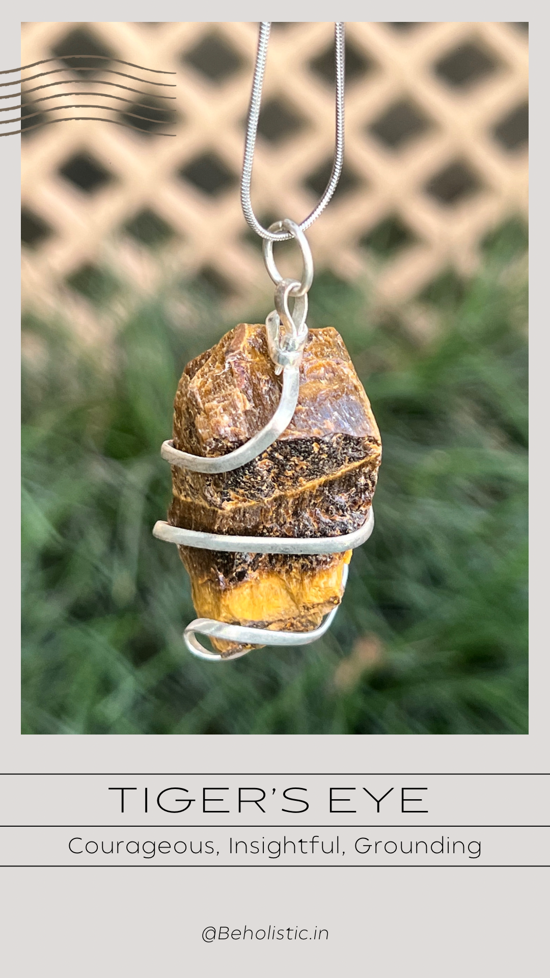 Tiger's Eye Raw Wired Pendant
