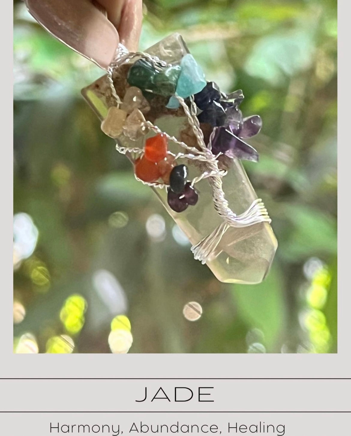 Jade Wired Tree of Life Seven Chakra Pendant