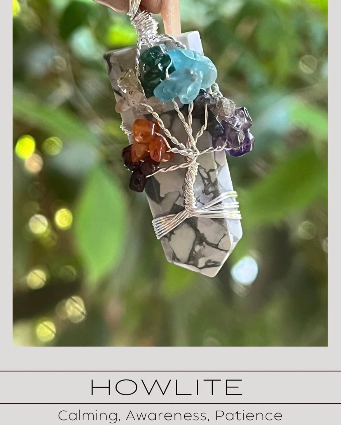 Howlite Wired Tree of Life Seven Chakra Pendant