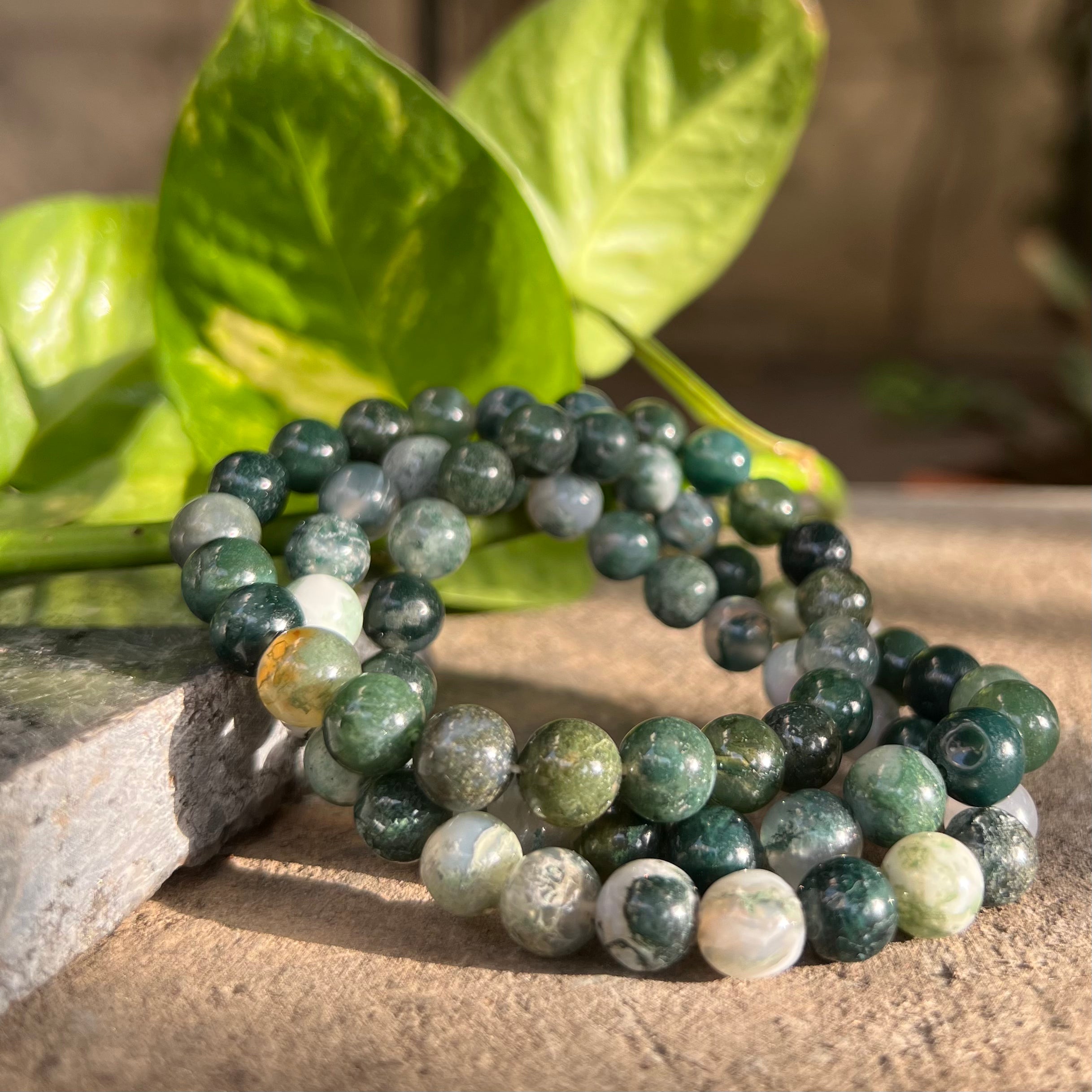 Green moss online agate bracelet