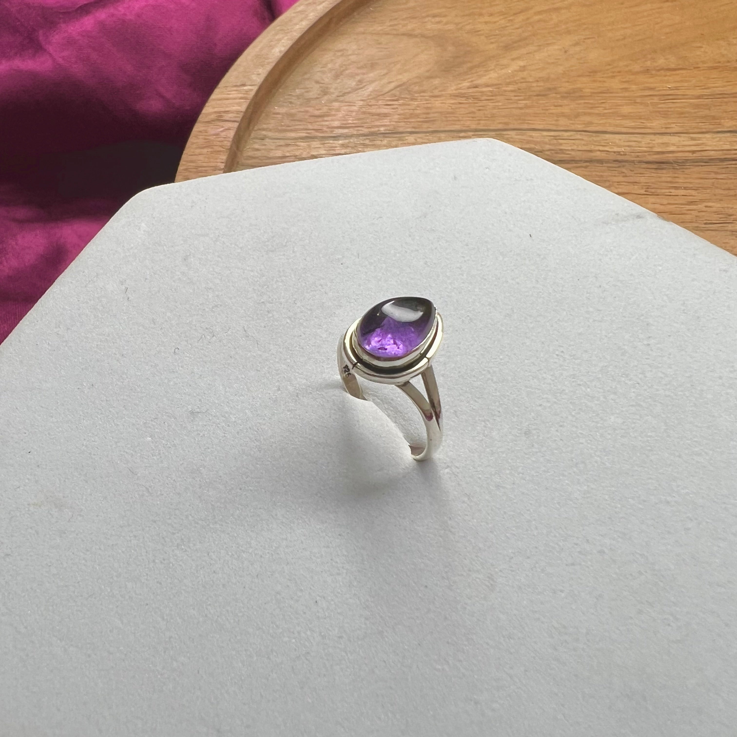 HANDCRAFTED AMETHYST RING- SILVER 925